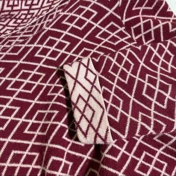 Anthropologie Moth Galena Cowl Neck Sweater L Red Cream Alpaca Blend - Picture 8 of 12